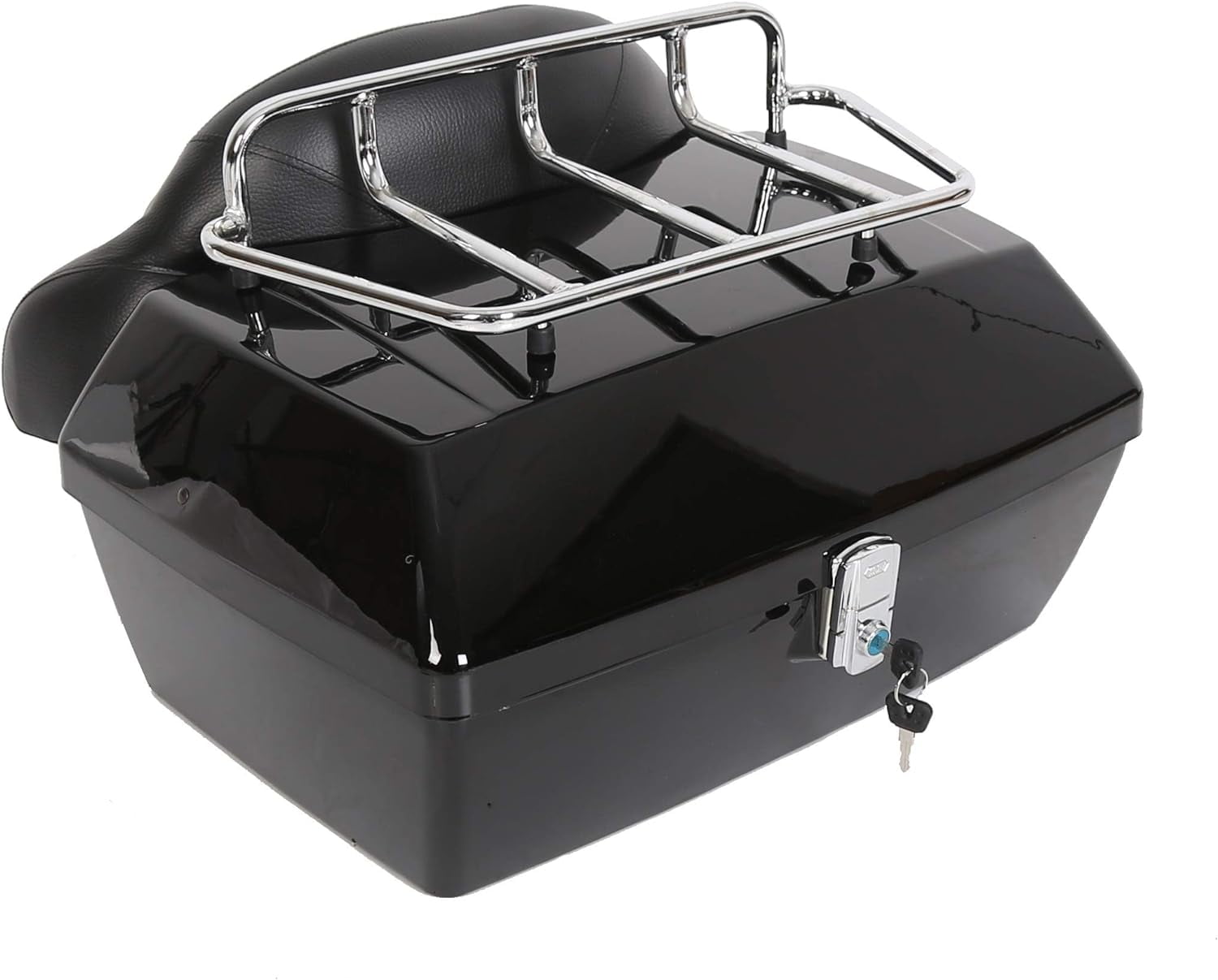 Black Motorcycle Trunk Tour Pack Luggage Compatible with Harley Honda Yamaha Suzuki Cruiser Tail Box Top Rack Backrest Walmart