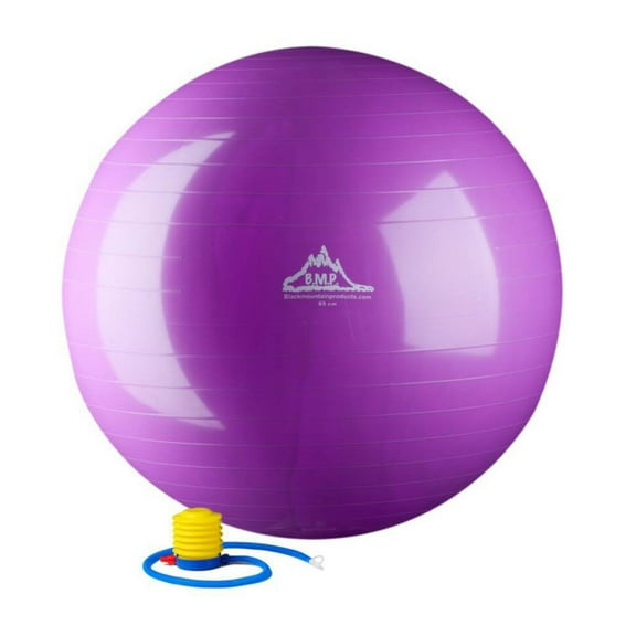 Black Mountain Products 2000lbs Static Strength Exercise Stability Ball with Pump, 55cm Purple