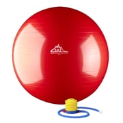 Black Mountain Products 2000lbs Static Strength Exercise Stability Ball with Pump, 55cm Red