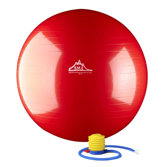 Black Mountain Products 2000lbs Static Strength Exercise Stability Ball with Pump, 55cm Red