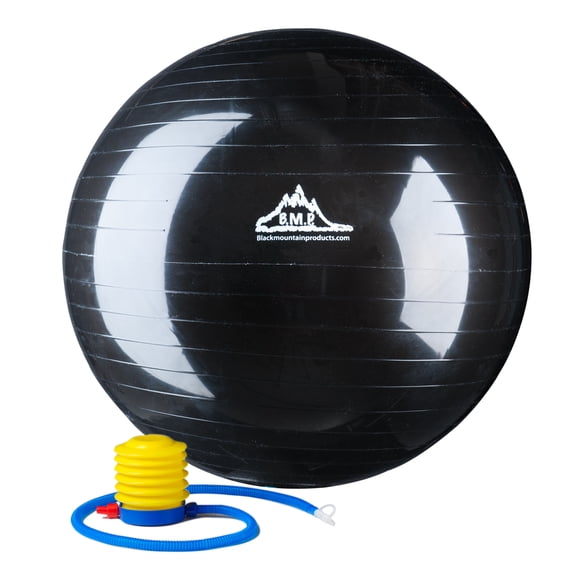 Black Mountain Products 2000lbs Static Strength Exercise Stability Ball with Pump, 65cm Black