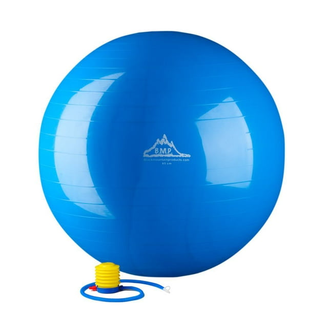 Black Mountain Products 2000lbs Static Strength Exercise Stability Ball with Pump, 65cm Blue