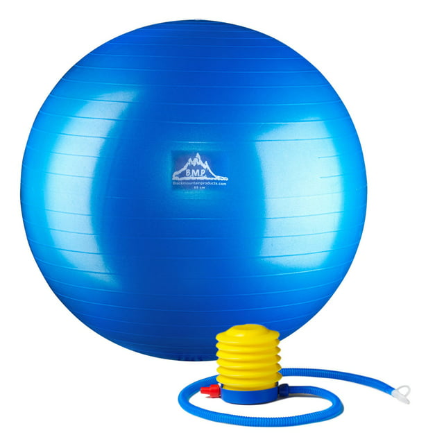 Black Mountain Products Professional Grade Stability Ball - Pro Series 1000 Lbs. Anti-burst 2000 Lbs. Static Weight Capacity, 55 cm Blue