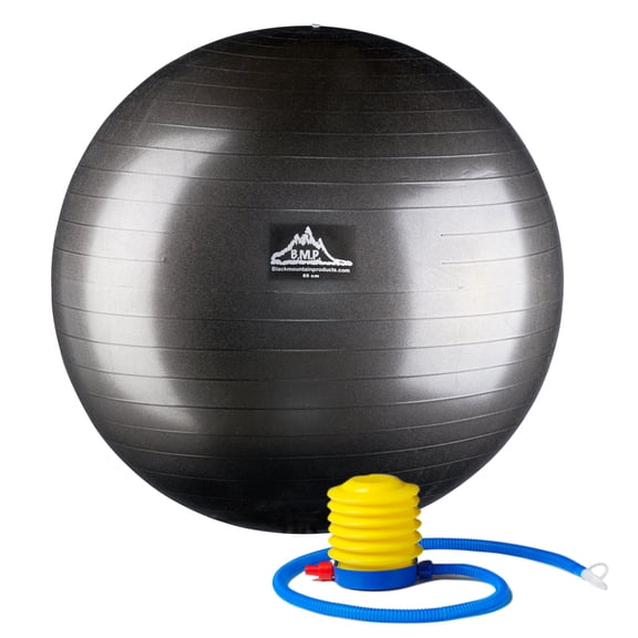 Black Mountain Products Professional Grade Stability Ball - Pro Series 1000lbs Anti-burst 2000lbs Static Weight Capacity, 75cm Black