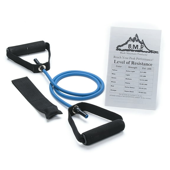 Black Mountain Products Single Resistance Band with Door Anchor and Starter Guide Included, Blue