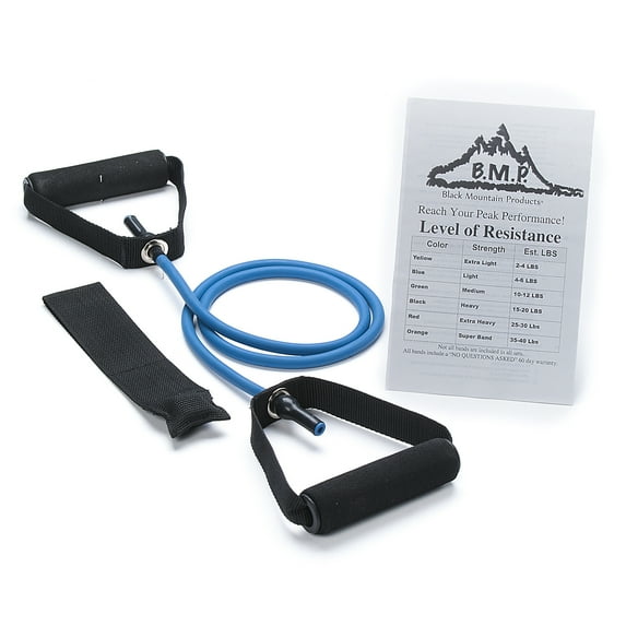 Black Mountain Products Single Resistance Band with Door Anchor and Starter Guide Included, Blue
