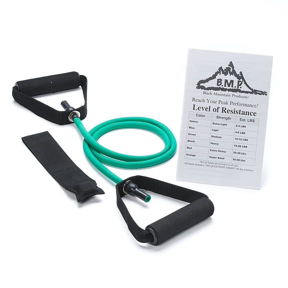 Black Mountain Products Single Resistance Band with Door Anchor and Starter Guide Included, Green