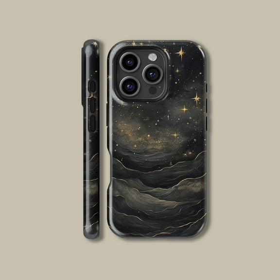 Black Mountain Starry Sky Case for iPhone Samsung Nature