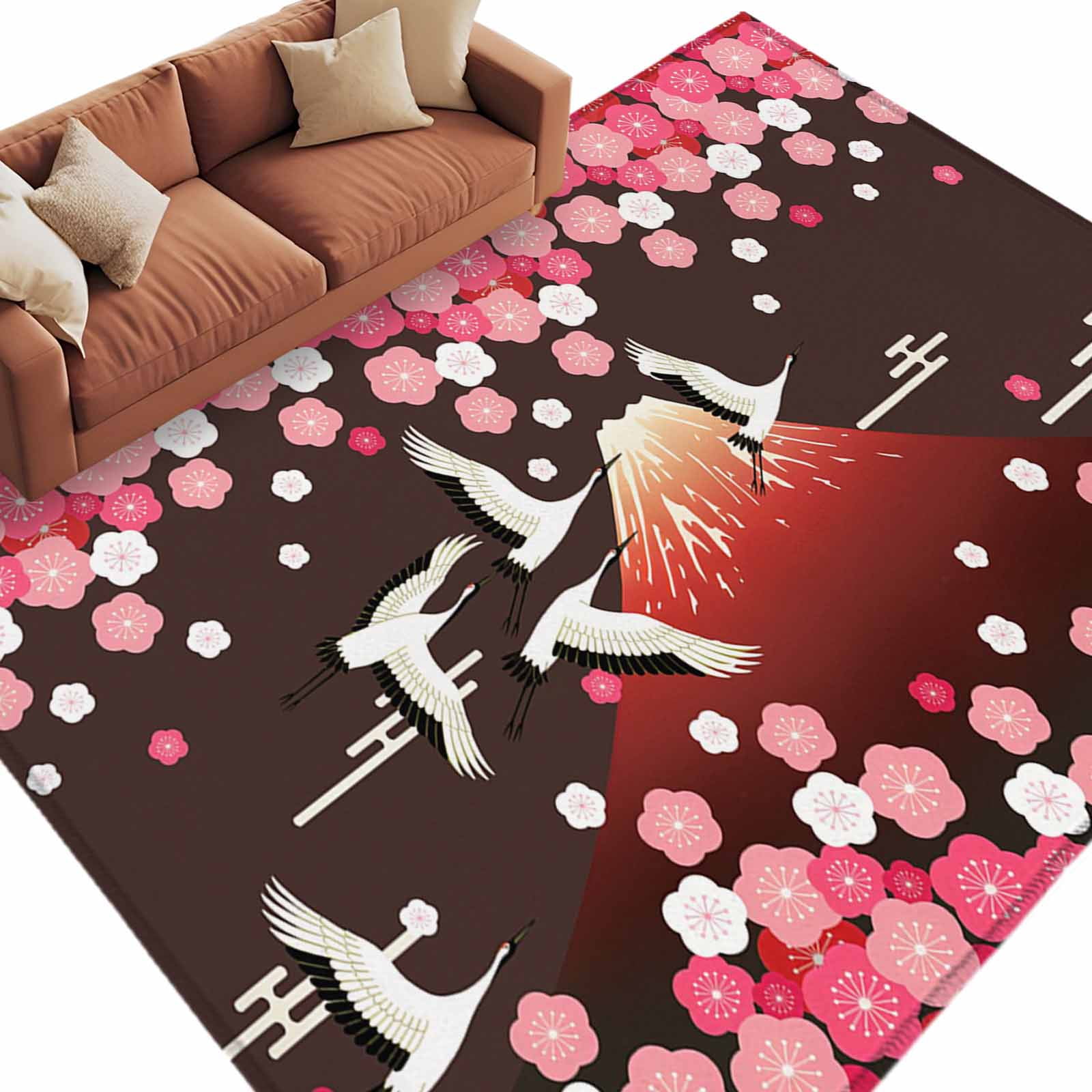 Black Mountains Area Rugs Collection 5'x7', Modern Aesthetic Cherry ...