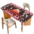 thumbnail image 1 of Black Mountains Table Cloths for 4 Foot Rectangle Tables, Modern Aesthetic Cherry Blossoms Cranes Patio Waterproof Elastic Fitted Tablecloths, Washable Rectangular Table Cover for Camping, 1 of 8