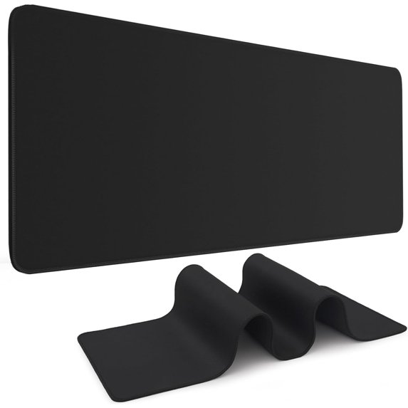 Black Mouse Pad Gaming Keyboard Pad 31.5 x 11.8in Large Computer Mouse Pad with Anti-Slip Rubber Base and Stitched Edges, Extended Mouse Mat Gaming Working