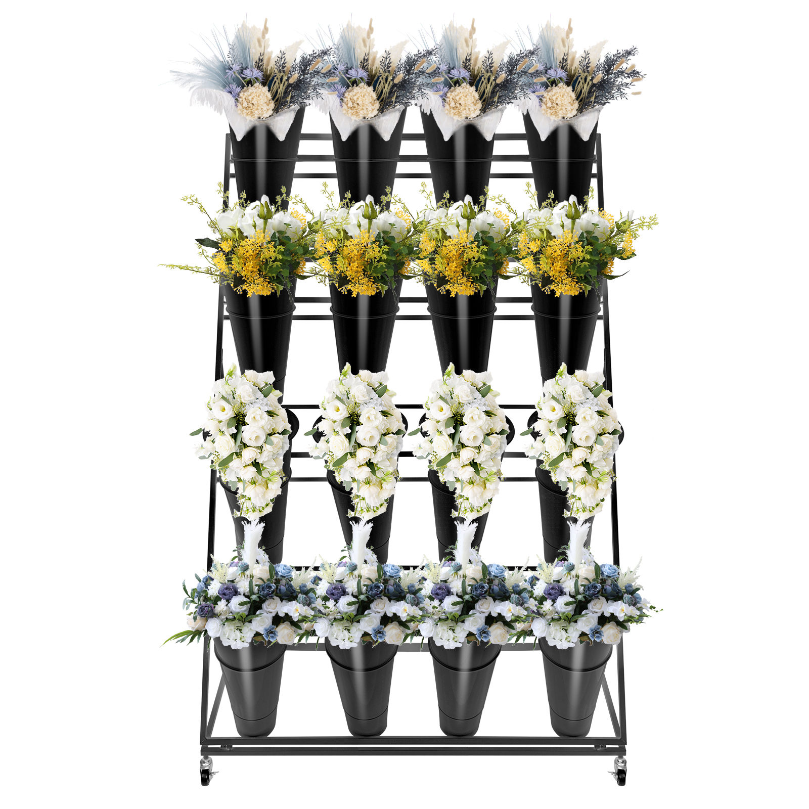 Black Movable Flower Cart Display Stand, Open - Tier, Sunlight ...
