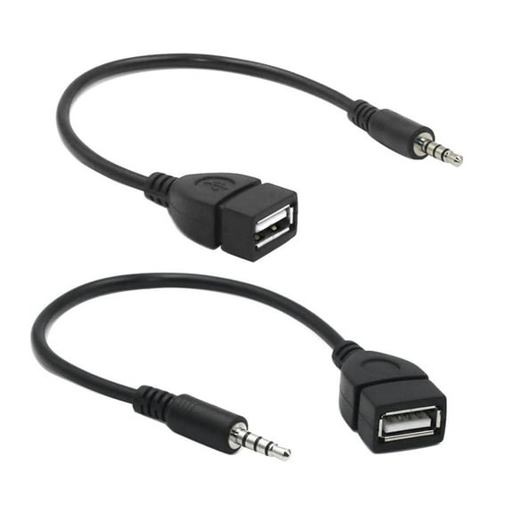 Black Mp3 Adapter Cable USB Female to 3.5 Mm U Disk to Connect 12 V Car C-D Player Adapter Cable Video Accessories