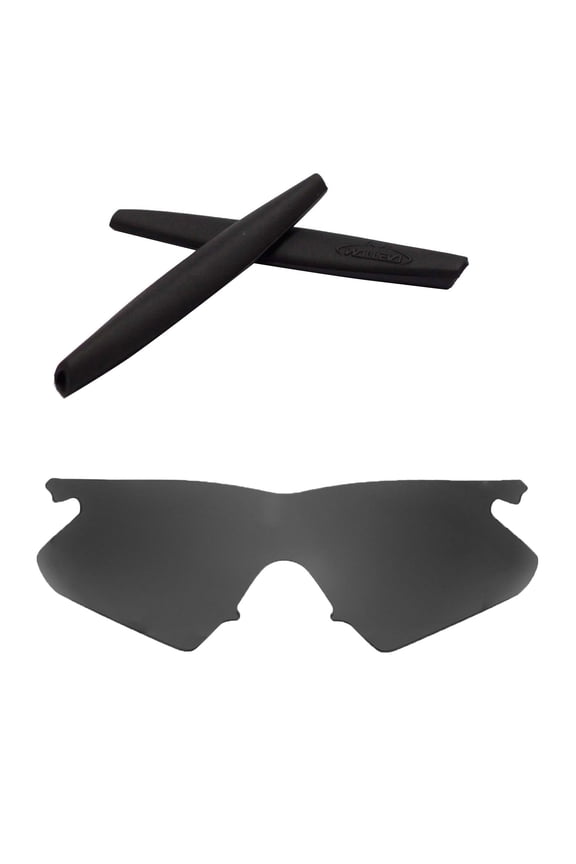 Black Mr. Shield Polarized Replacement Lenses And Black Earsocks For Oakley M Frame Heater Sunglasses