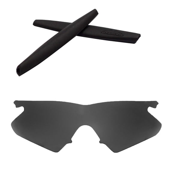Black Mr. Shield Polarized Replacement Lenses And Black Earsocks For Oakley M Frame Heater Sunglasses