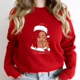 thumbnail image 1 of Black Mrs. Claus Locs Funny Winking African American Christmas Graphic SW3805 Unisex Sweatshirt, Up to Size 5XL, 1 of 2