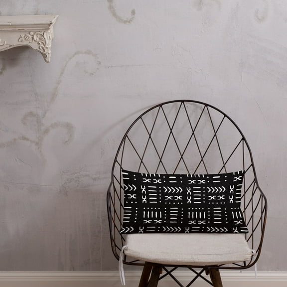 Black Mud Cloth Pattern Throw Pillow With Insert