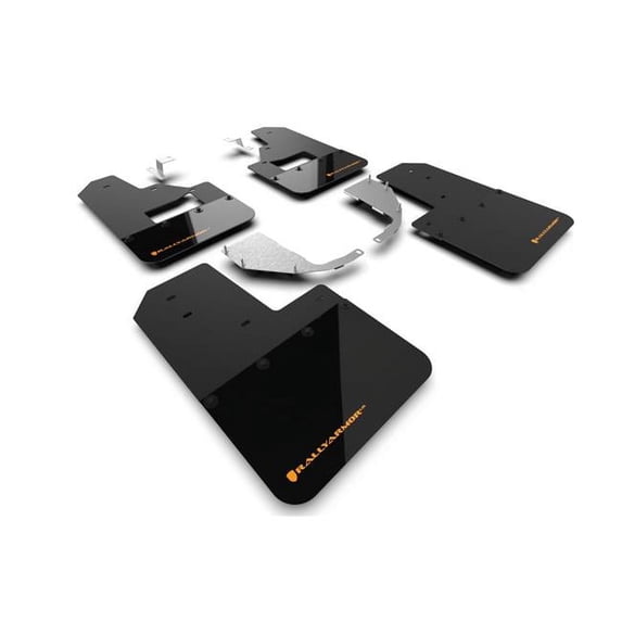 Black Mud Flap with Cy Orange Logo for 2021-22 Ford Bronco - Steel Bumper Plus RB & No Raptor-Sport
