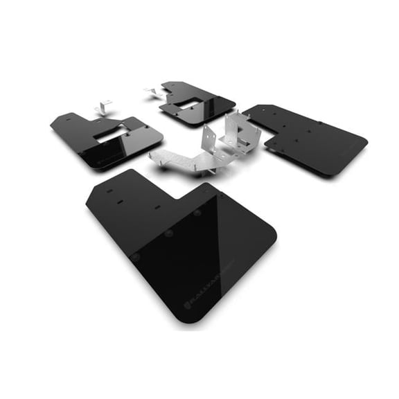 Black Mud Flap with Metallic Black Logo for 2021-22 Ford Bronco - Plastic Bumper Plus RB & No Raptor-Sport