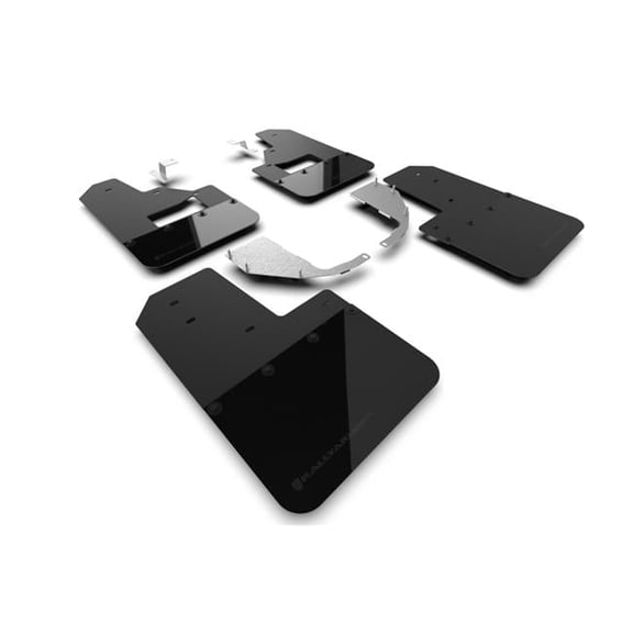 Black Mud Flap with Metallic Black Logo for 2021-22 Ford Bronco - Steel Bumper Plus RB & No Raptor-Sport