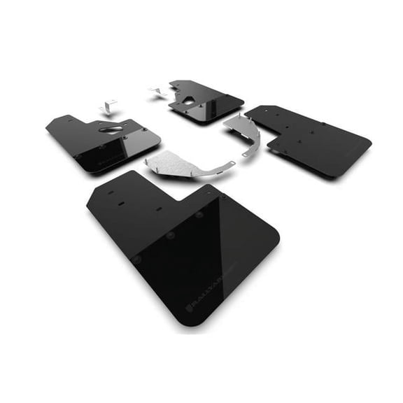 Black Mud Flap with Metallic Black Logo for 2021-22 Ford Bronco - Steel Bumper Plus RR & No Raptor-Sport