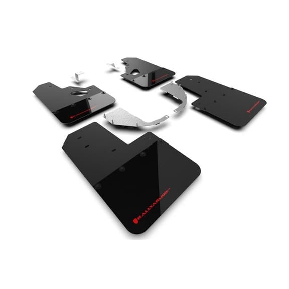 Black Mud Flap with Red Logo for 2021-22 Ford Bronco - Steel Bumper Plus RR & No Raptor-Sport