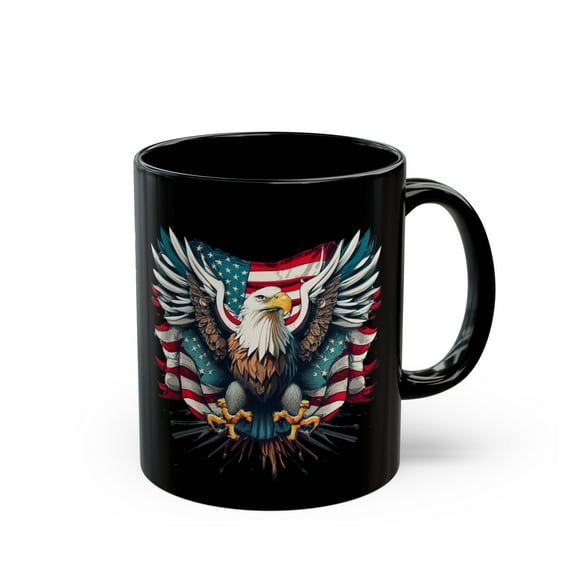 Black Mug (11oz, 15oz) Choose from 60 Eagle and Flag Patriotic Designs
