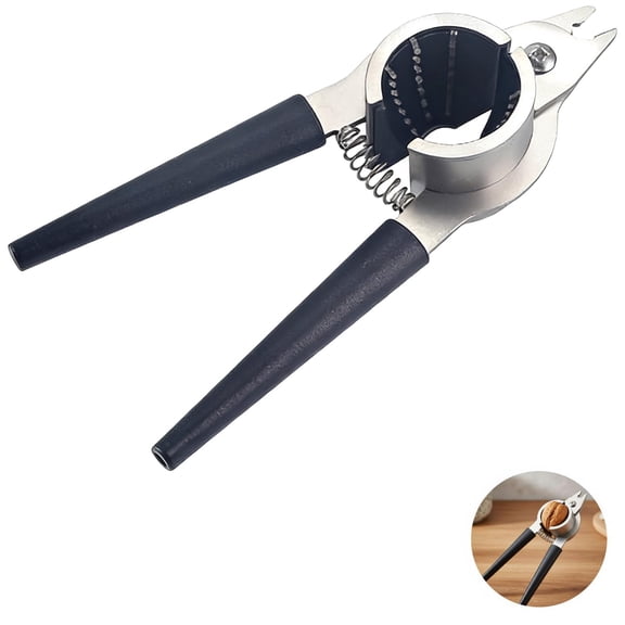 Black Multi-Functional Nut Opener Tool, Stainless Steel Walnut Opener with 8.3 x 3.5 in Long Handle, Heavy Duty Pecan Sheller, Ergonomic Design for All Nuts & Hard Shells