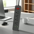 thumbnail image 1 of Black Multi Plug Power Strip With 78.7In Extension Cord With Multiple Usb Outlets For Office Dorm Room, 1 of 1