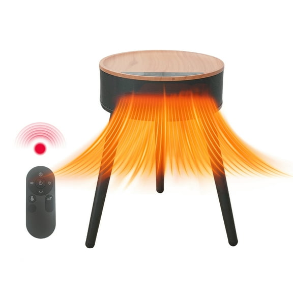 Black Multi-Scene Outdoor Heater, Round Table Design, 1500W/600㎡, Remote, Multi-Gear Temp Control, Overheat & Tip-Over Protection, Energy-Efficient Fast Heating