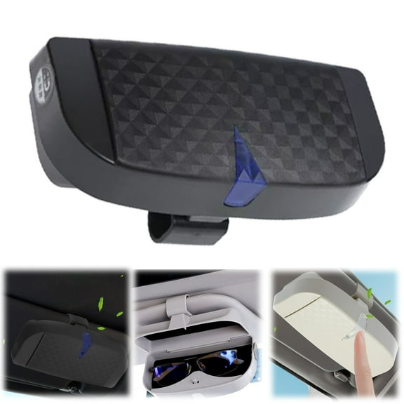 A Black Multifunctional Car Glasses Case Sunglasses Holder for Car Visor Car Sunglasses Holder Eyeglasses Storage Organizer Sunglasses Clip Hard Car Visor Sunglasses Case Auto Glasses Case