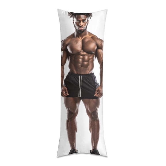 Black Muscle Man Hunk (2) Body Pillow Cover Long Pillow Case Protector Decorative Bedding Soft Large Pillow Cases Covers for Bedroom,Couch,Sofa,20x60inch