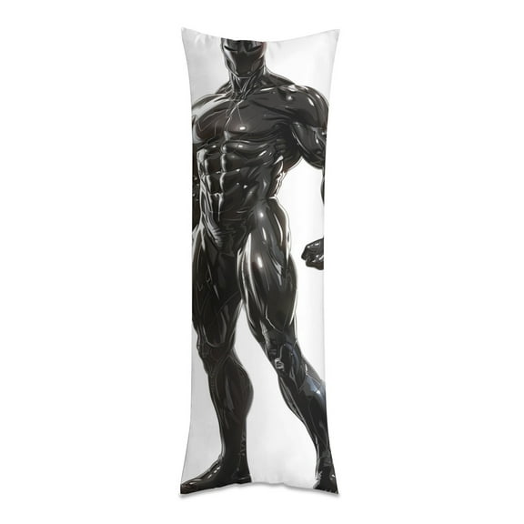 Black Muscle Man Hunk (7) Body Pillow Cover Long Pillow Case Protector Decorative Bedding Soft Large Pillow Cases Covers for Bedroom,Couch,Sofa,20x54inch