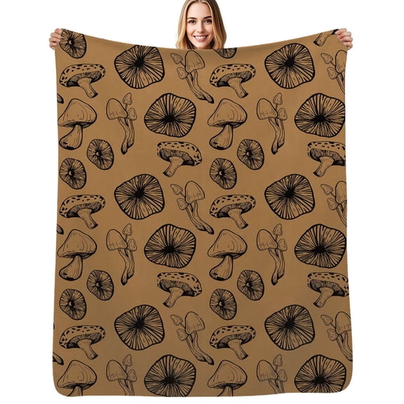 Black Mushroom Brown Fungus Soft Blanket Travel Bedding Throws Flannel Bedspread Sofa Bed Cover