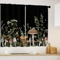 thumbnail image 1 of Black Mushroom Kitchen Curtains Galaxy Star Botanical Floral Bathroom Curtains Window Treatment Drapes Rustic Plant Leaves Cafe Small Bedroom Short Curtains Fabric 2 Panels 26x36 Inch, 1 of 6