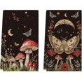 thumbnail image 1 of Black Mushroom Moth Moon Kitchen Towels Dish Towels, 18x26 Inch Spring Flower Seasonal Decoration Hand Towels Set of 2, 1 of 6