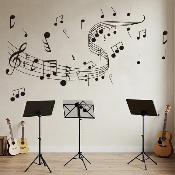 Black Music Notes Wall Stickers, Peel and Stick PVC Music Wall Decals for Bedroom, Living Room, Classroom, Music Studio, DIY Removable Musical Wall Decor