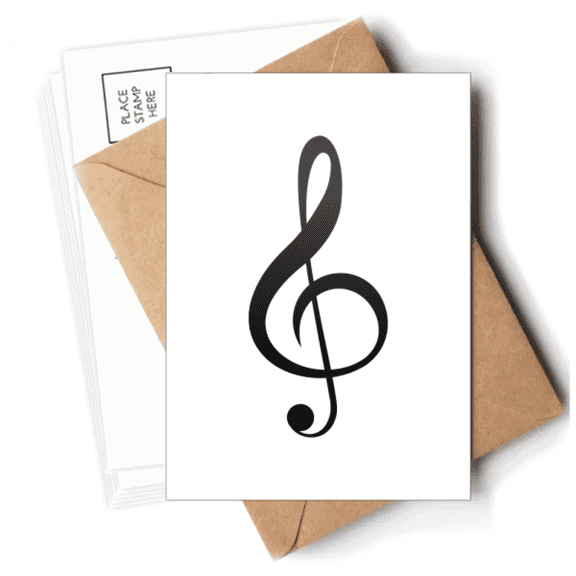 Black Music Treble Clef White Postcards Envelopes Blank Note Cards Mailing