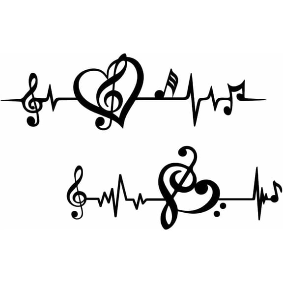 Black Music Wall Sticker Music Notes Wall Decals Heart Shape Wall Stickers