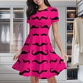 thumbnail image 1 of Black Mustache Pattern On Pink Background Women's Classic Swing Skater Dress Casual Work Party Cocktail Dresses, 1 of 6