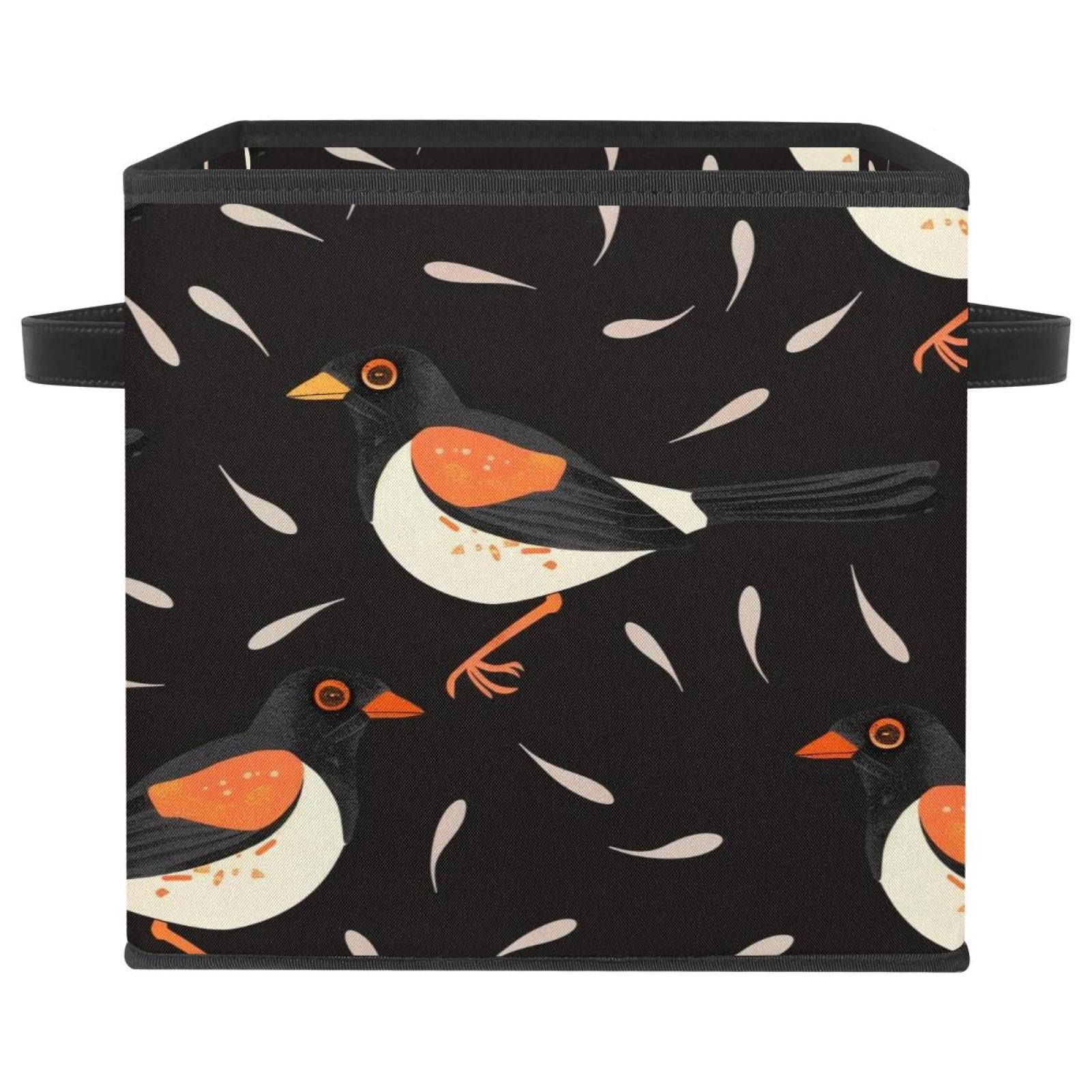 Black Myna Pattern Storage Bins, Extra Large Closet Storage Cube for ...