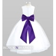 thumbnail image 1 of Black N Bianco Tulle Flower Girl Dress White w/ Colored Sash, Bow and Flower, 1 of 2