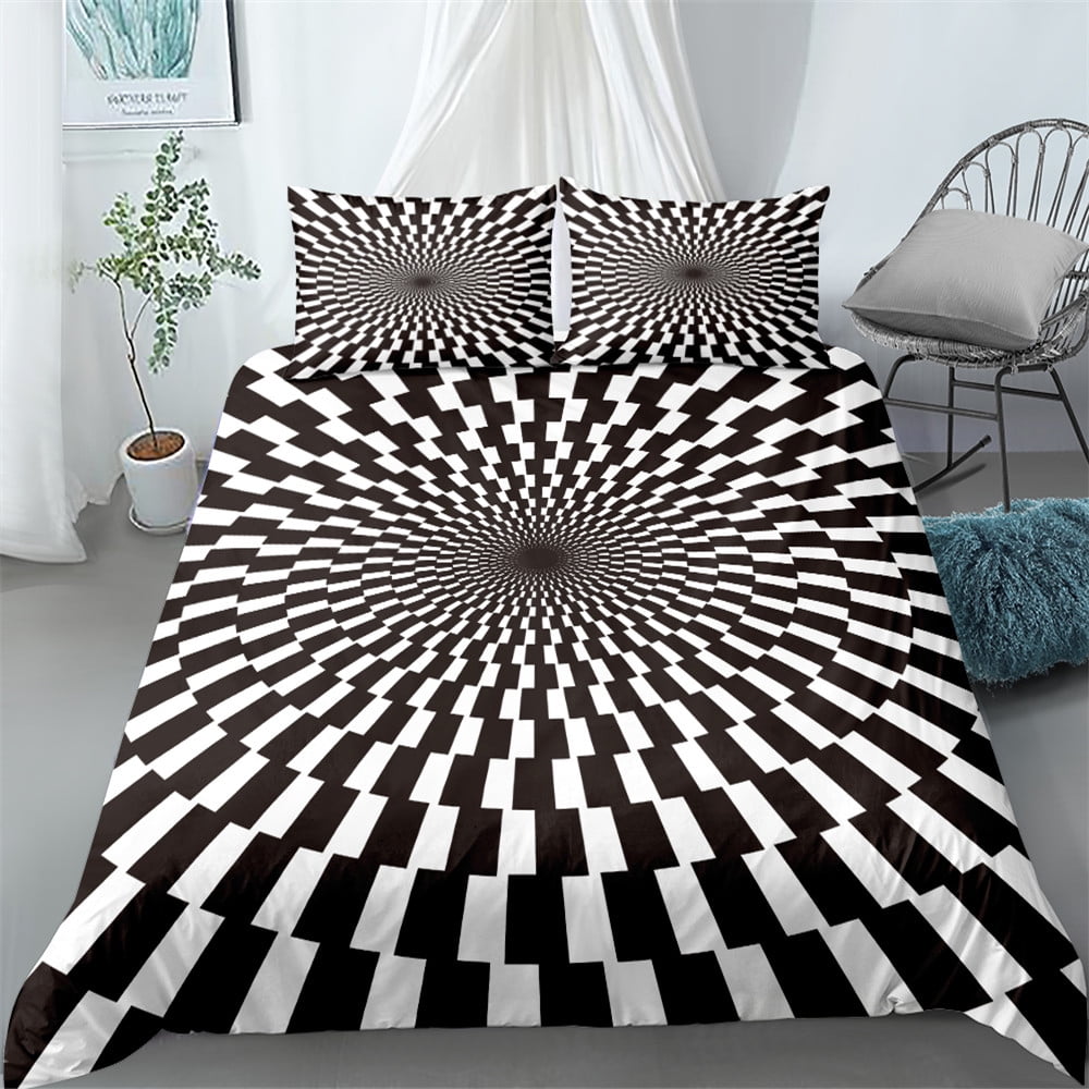 Black N White Optical Art Duvet Cover Set King Double Full Twin Single