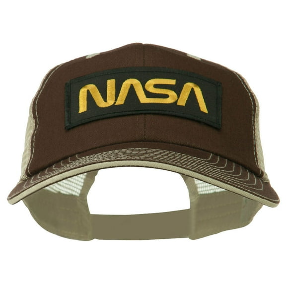 Black NASA Big Size Garment Washed Mesh Patched Cap - Brown Beige XL-3XL