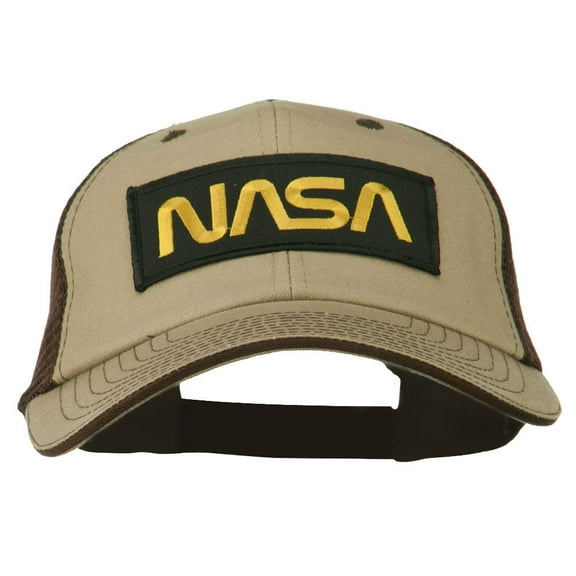 Black NASA Big Size Garment Washed Mesh Patched Cap - Khaki Brown XL-3XL