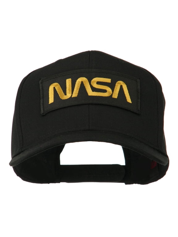 Black NASA Embroidered Patched High Profile Cap - Black OSFM