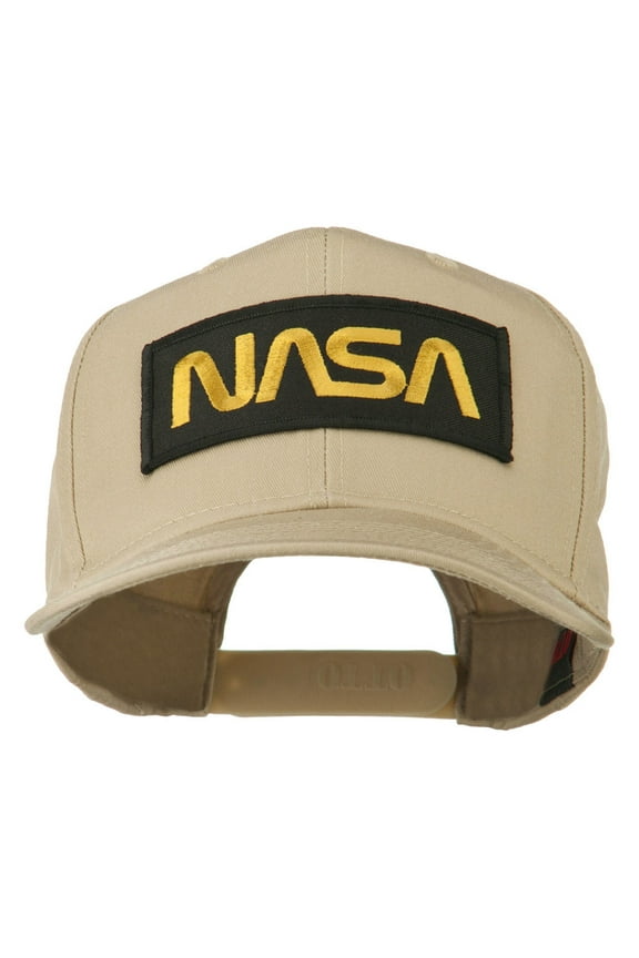 Black NASA Embroidered Patched High Profile Cap - Khaki OSFM