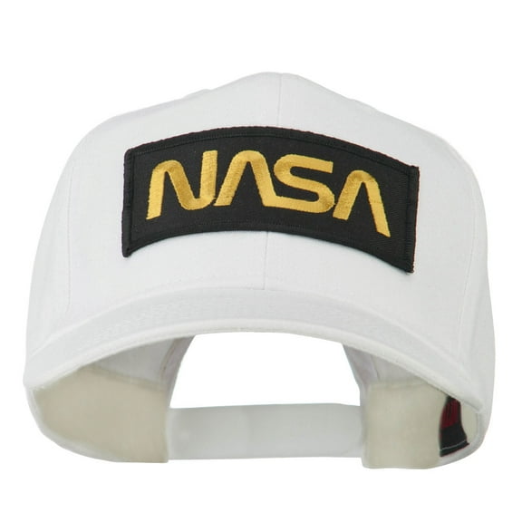 Black NASA Embroidered Patched High Profile Cap - White OSFM