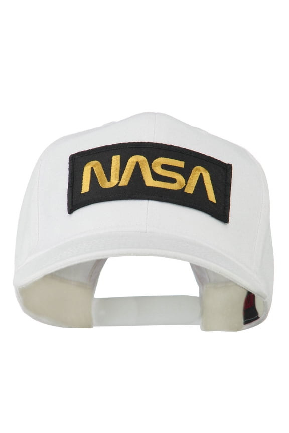 Black NASA Embroidered Patched High Profile Cap - White OSFM