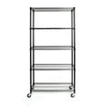 Black NSFCertified 5Tier Steel Wire Shelving Unit with Wheels